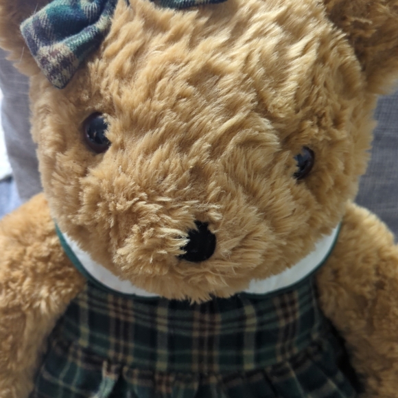 Vintage Plush Teddy Bear in Tartan Plaid Dress Stuffed Animals 26" Jcpenney's - Picture 2 of 5